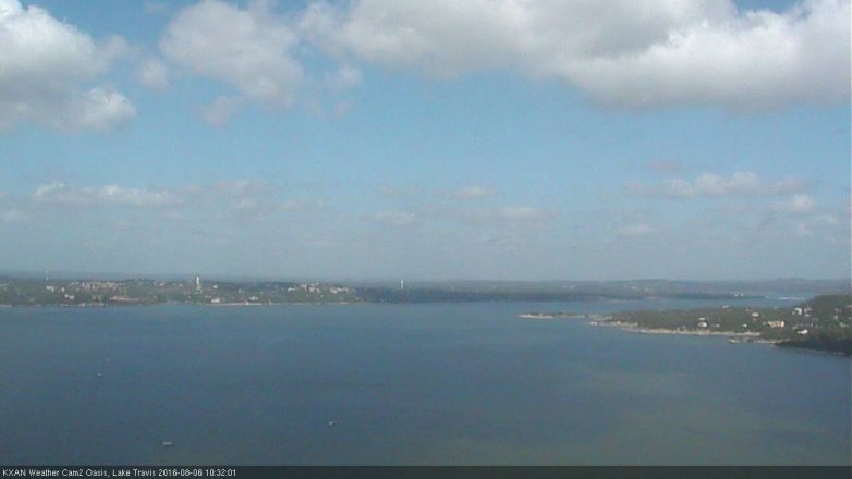 Lake Travis webcam, August 6, 2016 9:35 AM CT