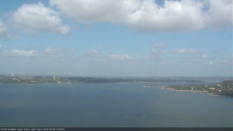 Lake Travis webcam, August 6, 2016 9:40 AM CT