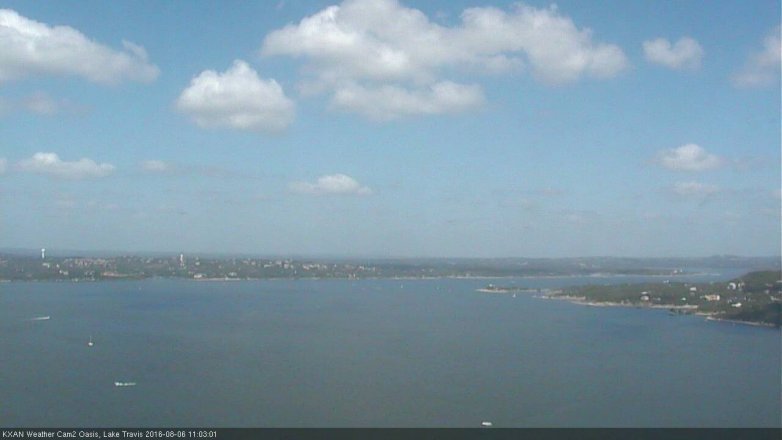 Lake Travis webcam, August 6, 2016 10:15 AM CT