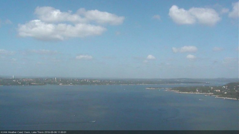 Lake Travis webcam, August 6, 2016 10:25 AM CT