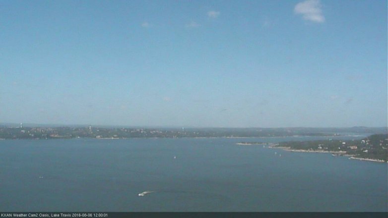 Lake Travis webcam, August 6, 2016 11:20 AM CT