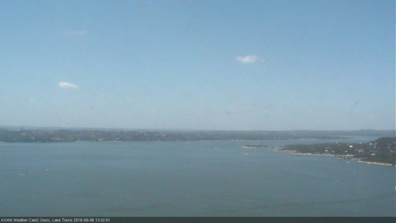 Lake Travis webcam, August 6, 2016 12:50 PM CT