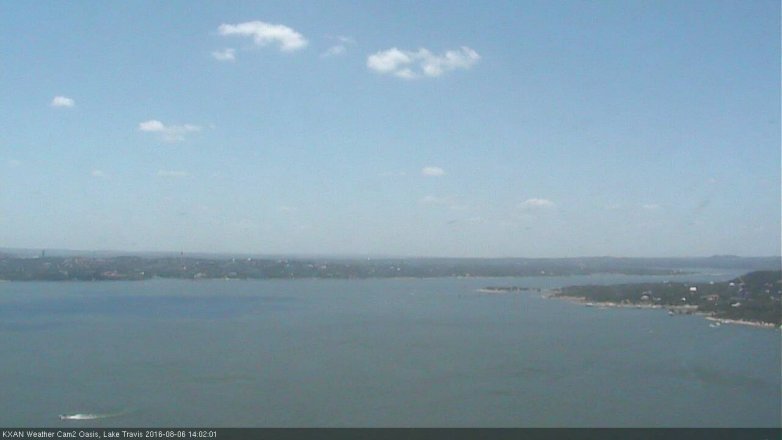 Lake Travis webcam, August 6, 2016 1:10 PM CT