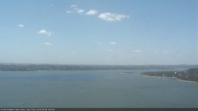Lake Travis webcam, August 6, 2016 1:15 PM CT