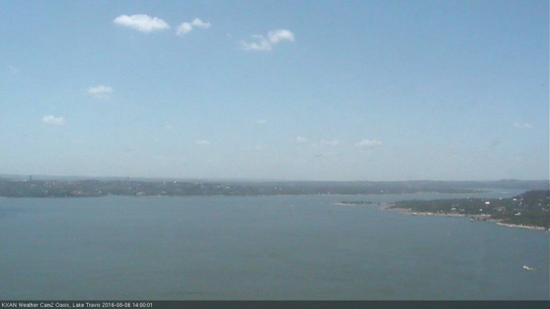 Lake Travis webcam, August 6, 2016 1:20 PM CT