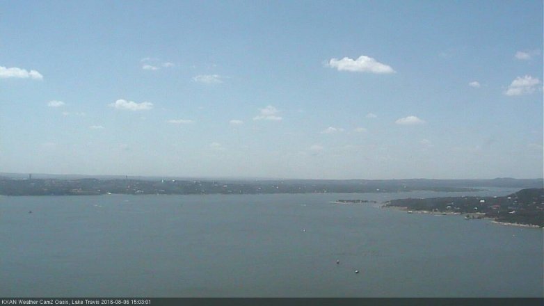 Lake Travis webcam, August 6, 2016 2:25 PM CT