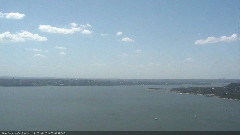 Lake Travis webcam, August 6, 2016 2:40 PM CT