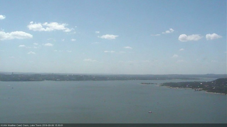 Lake Travis webcam, August 6, 2016 2:45 PM CT