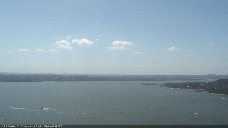 Lake Travis webcam, August 6, 2016 3:15 PM CT