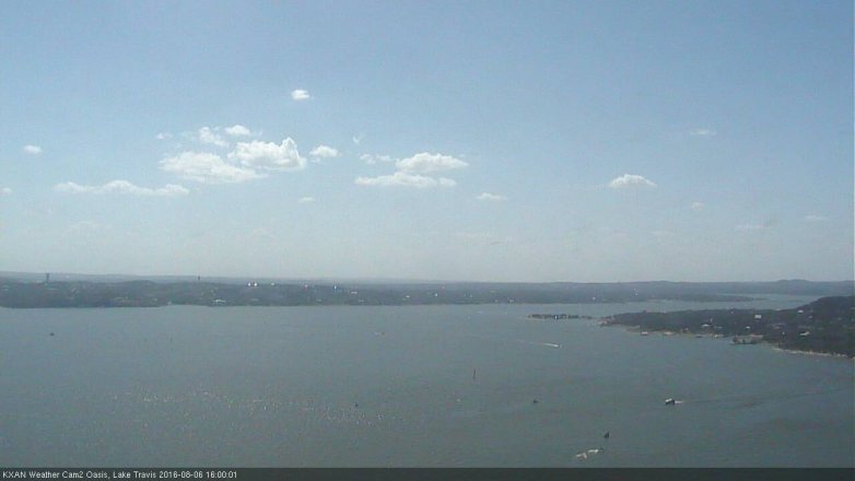 Lake Travis webcam, August 6, 2016 3:25 PM CT