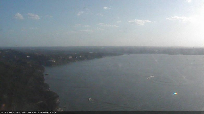 Lake Travis webcam, August 6, 2016 5:50 PM CT