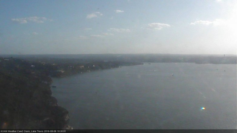 Lake Travis webcam, August 6, 2016 6:00 PM CT