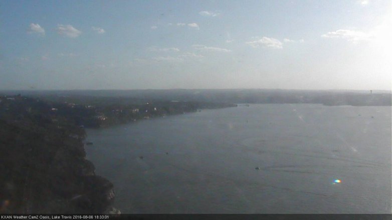 Lake Travis webcam, August 6, 2016 6:05 PM CT