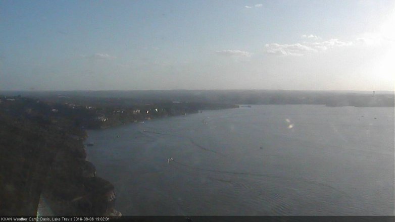 Lake Travis webcam, August 6, 2016 6:10 PM CT