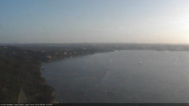 Lake Travis webcam, August 6, 2016 7:00 PM CT