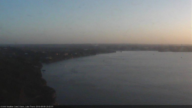 Lake Travis webcam, August 6, 2016 7:25 PM CT