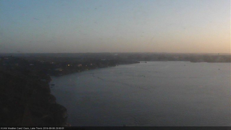 Lake Travis webcam, August 6, 2016 7:30 PM CT