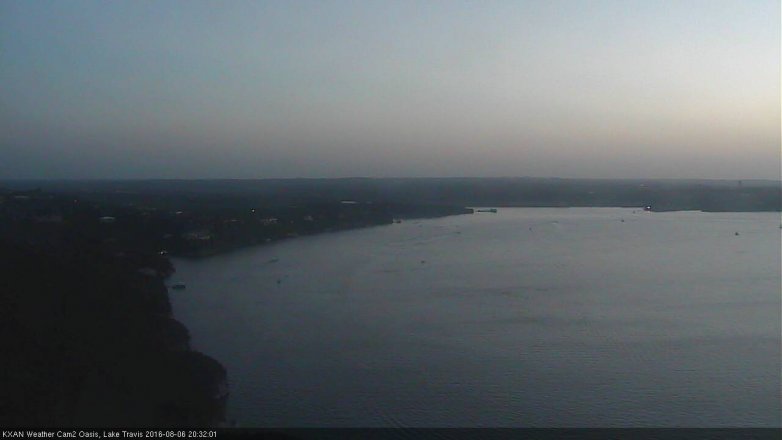 Lake Travis webcam, August 6, 2016 7:55 PM CT