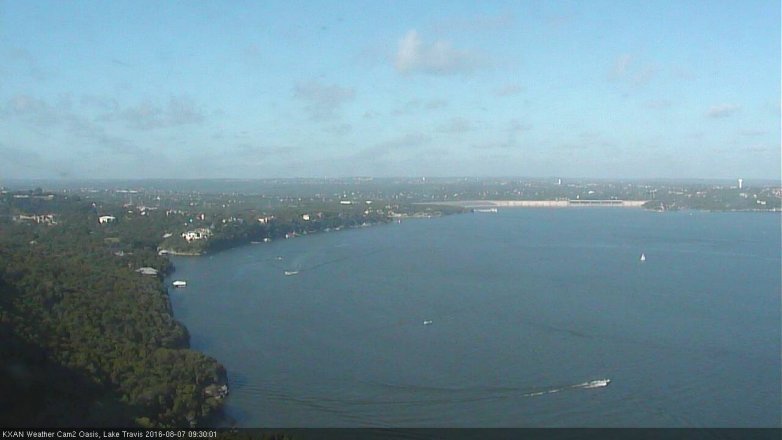 Lake Travis webcam, August 7, 2016 9:00 AM CT