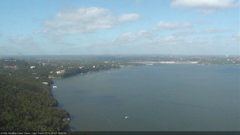Lake Travis webcam, August 7, 2016 9:10 AM CT
