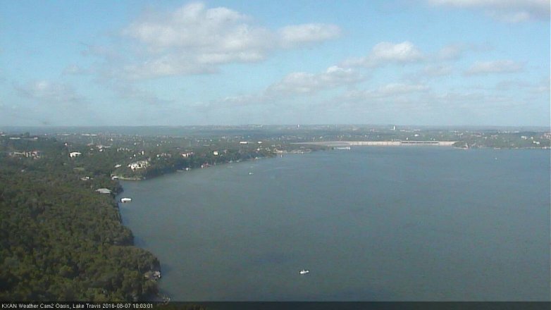 Lake Travis webcam, August 7, 2016 9:35 AM CT