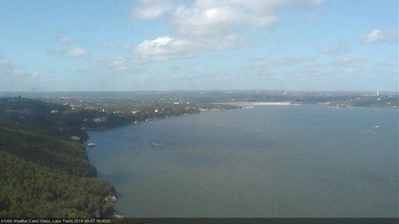 Lake Travis webcam, August 7, 2016 9:40 AM CT