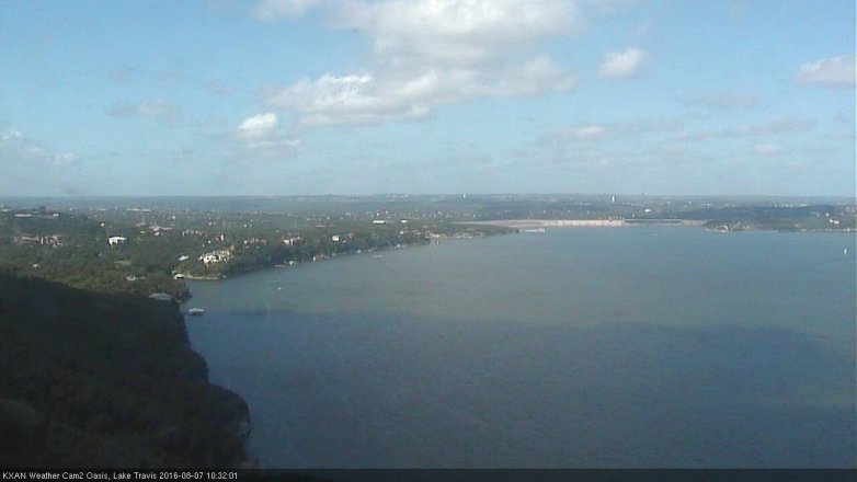Lake Travis webcam, August 7, 2016 9:45 AM CT