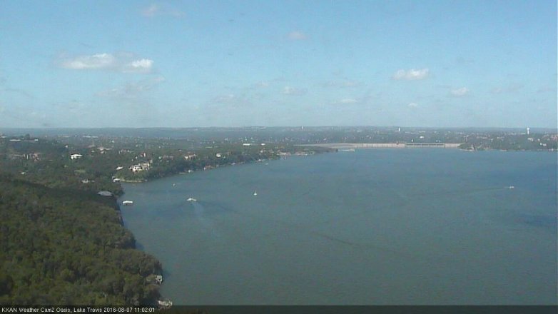 Lake Travis webcam, August 7, 2016 10:15 AM CT