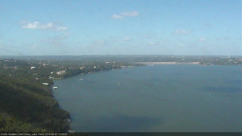 Lake Travis webcam, August 7, 2016 10:30 AM CT