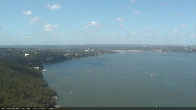 Lake Travis webcam, August 7, 2016 10:40 AM CT