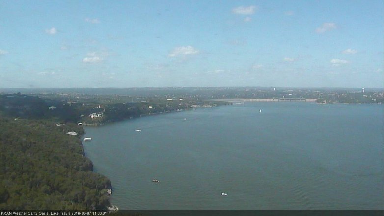 Lake Travis webcam, August 7, 2016 10:45 AM CT