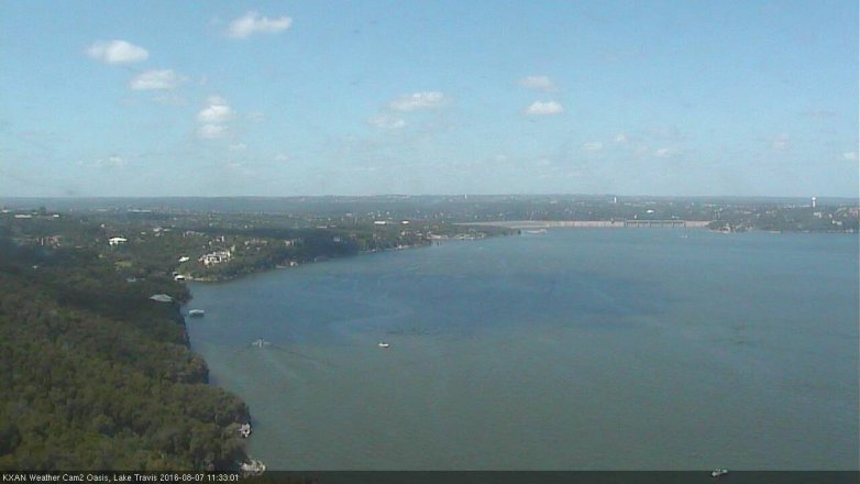 Lake Travis webcam, August 7, 2016 10:55 AM CT