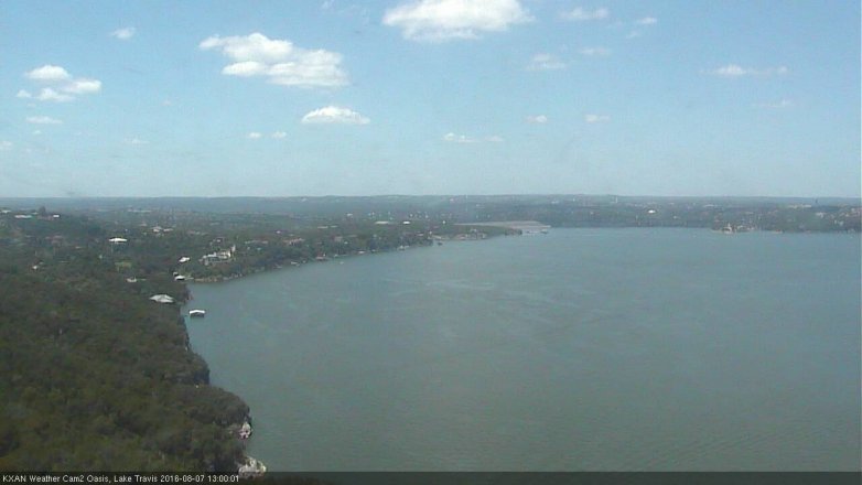 Lake Travis webcam, August 7, 2016 12:15 PM CT