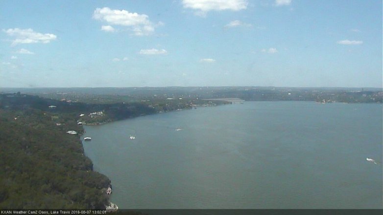 Lake Travis webcam, August 7, 2016 12:30 PM CT