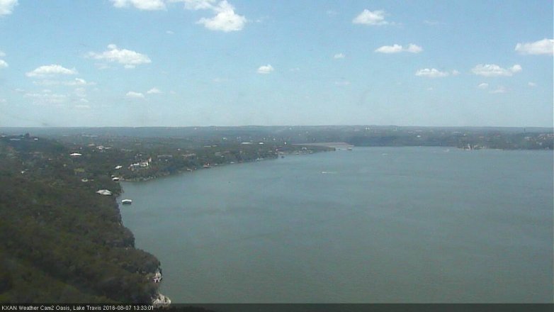 Lake Travis webcam, August 7, 2016 12:50 PM CT