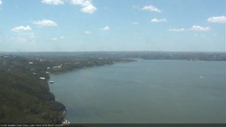 Lake Travis webcam, August 7, 2016 1:00 PM CT