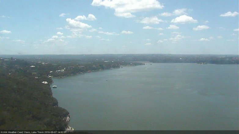 Lake Travis webcam, August 7, 2016 1:05 PM CT