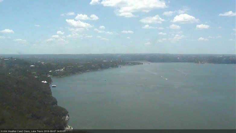 Lake Travis webcam, August 7, 2016 1:15 PM CT