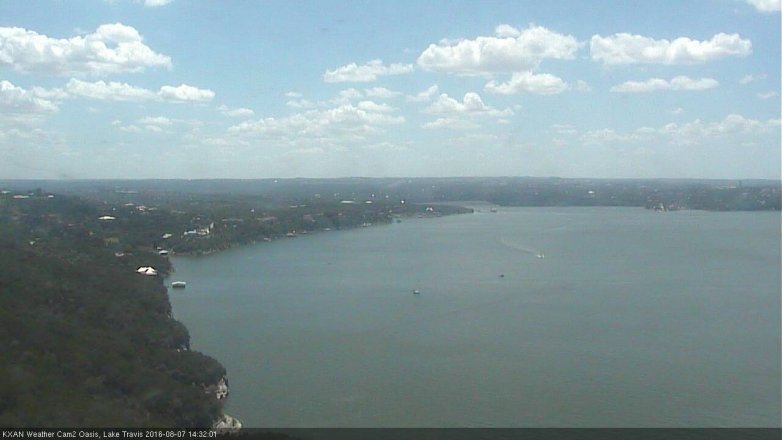 Lake Travis webcam, August 7, 2016 1:40 PM CT