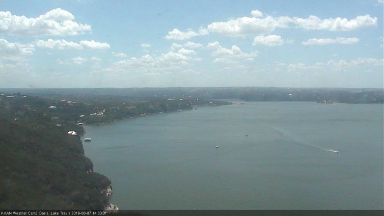 Lake Travis webcam, August 7, 2016 1:50 PM CT