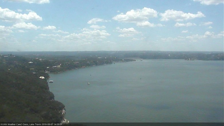Lake Travis webcam, August 7, 2016 2:00 PM CT