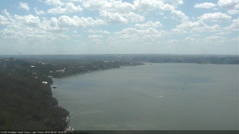 Lake Travis webcam, August 7, 2016 2:15 PM CT