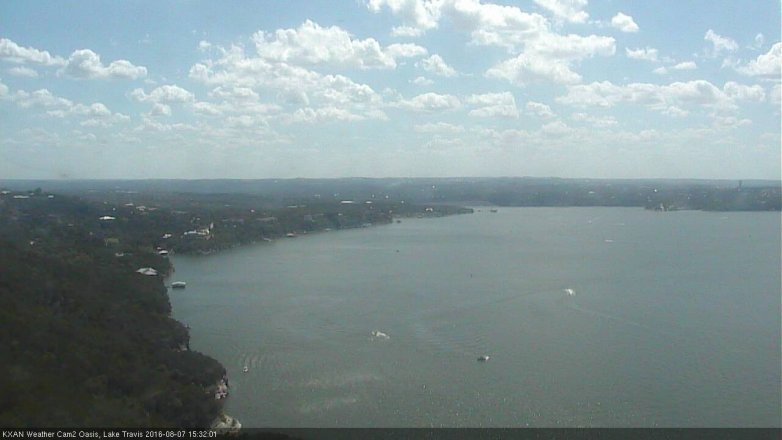 Lake Travis webcam, August 7, 2016 2:40 PM CT