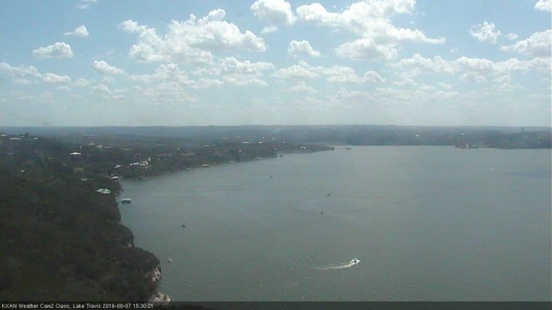 Lake Travis webcam, August 7, 2016 2:45 PM CT