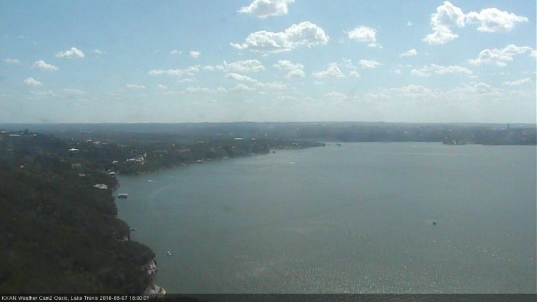 Lake Travis webcam, August 7, 2016 3:20 PM CT