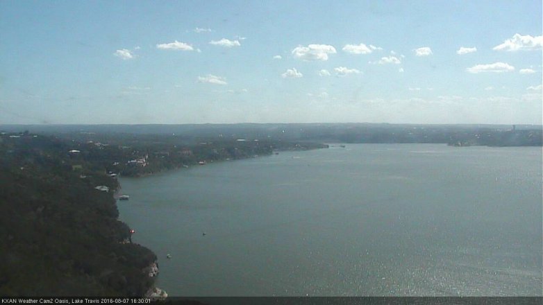 Lake Travis webcam, August 7, 2016 3:50 PM CT