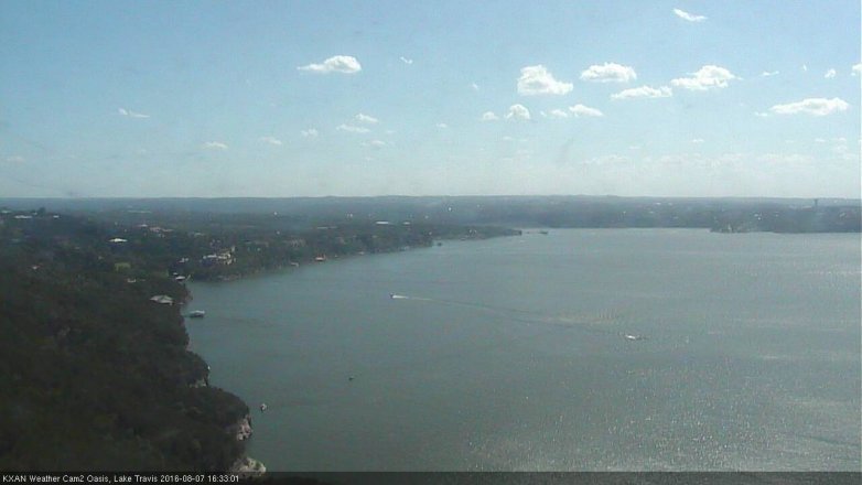 Lake Travis webcam, August 7, 2016 4:05 PM CT