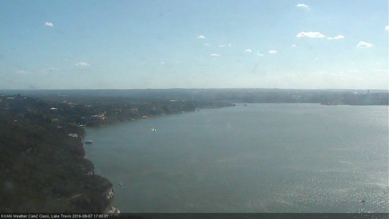 Lake Travis webcam, August 7, 2016 4:15 PM CT