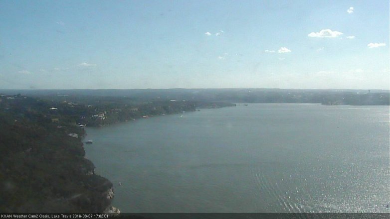 Lake Travis webcam, August 7, 2016 4:25 PM CT