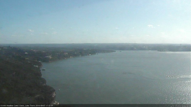 Lake Travis webcam, August 7, 2016 4:35 PM CT